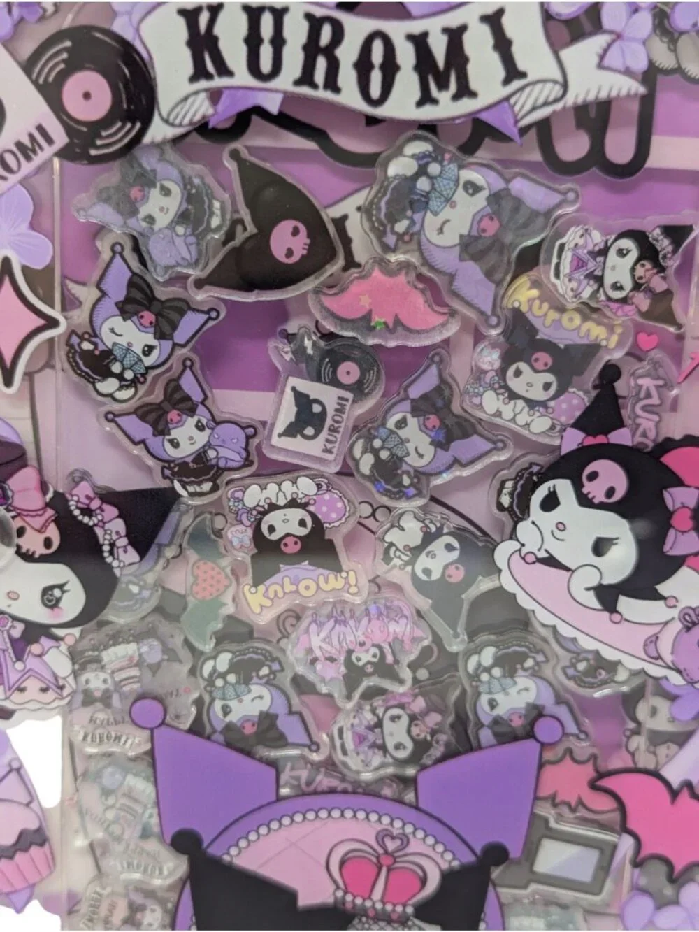 Kuromi Purple Acrylic Shaker Binder Notebook 6-Ring 2 Blind Box Pens, Pen Holder